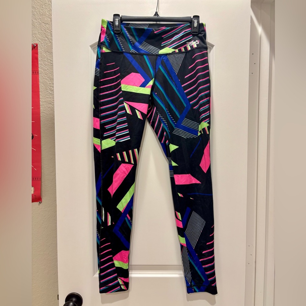 Fila Women’s Geometric Colorful Fun Workout Leggings - Size Medium